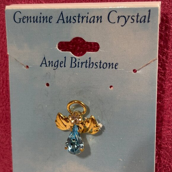 Blue Zircon and rhinestone Guardian Angel Pendant Tie Tack Pin Vtg NWOT - Picture 3 of 6